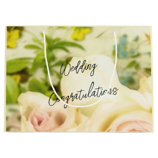 Huwelijksfelicitaties gepersonaliseerd groot cadeauzakje (Voorkant)