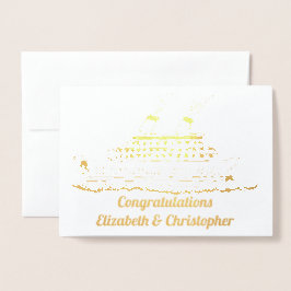 Huwelijksfelicitaties Vloeiend Zeilend Cruiseschip Folie Kaarten
