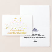 Huwelijksfelicitaties Vloeiend Zeilend Cruiseschip Folie Kaarten (Display)