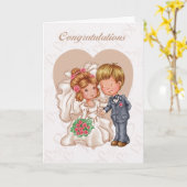 Huwelijksfelicitaties Wenskaart - Bruid en Kaart (Gele Bloem)