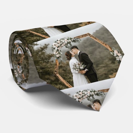 Huwelijksfoto Aangepaste Collage Stropdas (Opgerold)
