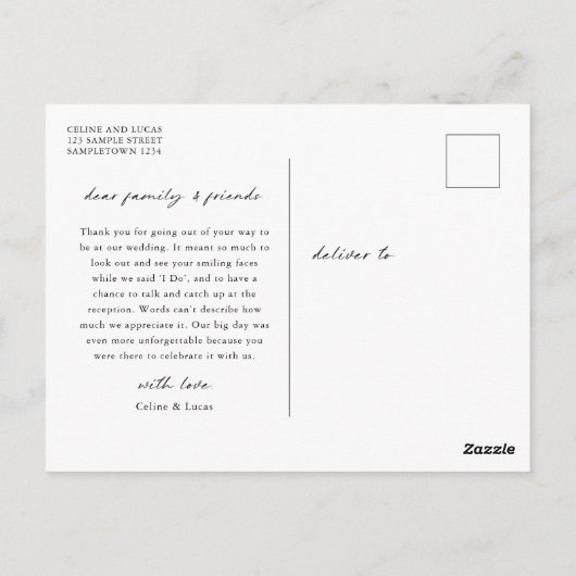 Huwelijksfoto Bedankkaart Briefkaart (Achterkant)