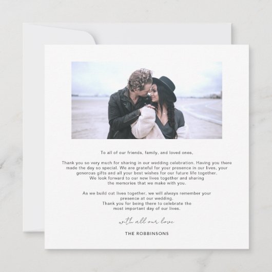 Huwelijksfoto Bedanktkaart met Eenvoudig Script Bedankkaart (Achterkant)