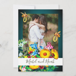 Huwelijksfoto Bloemen Bijen Emerald Gold Eco Kaart