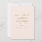 Huwelijksfoto Blush Elegant Gold Script Bedankkaart (Achterkant)