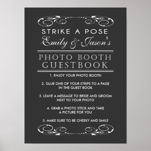 Huwelijksfoto booth gastboek bord poster (Voorkant)