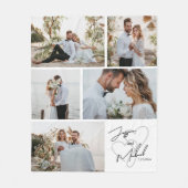 Huwelijksfoto Calligrafie Collage Keepsake Fleece Deken (Voorkant)