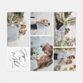 Huwelijksfoto Calligrafie Collage Keepsake Fleece Deken (Voorkant (Horizontaal))