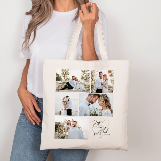 Huwelijksfoto Calligrafie Collage Keepsake Tote Bag