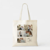 Huwelijksfoto Calligrafie Collage Keepsake Tote Bag (Achterkant)