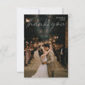 Huwelijksfoto Chic Modern Handschrift Typografie Bedankkaart (Voorkant)