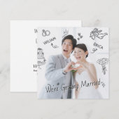 Huwelijksfoto clip art hand getekend schetsplezier kaart (Voorkant / Achterkant)