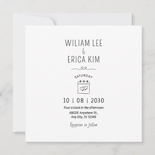 Huwelijksfoto clip art hand getekend schetsplezier kaart (Achterkant)