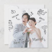 Huwelijksfoto clip art hand getekend schetsplezier kaart (Voorkant)