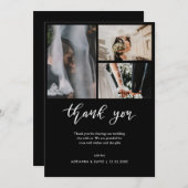 Huwelijksfoto Collage Elegant Zwart Dank u Bedankkaart (Voorkant / Achterkant)