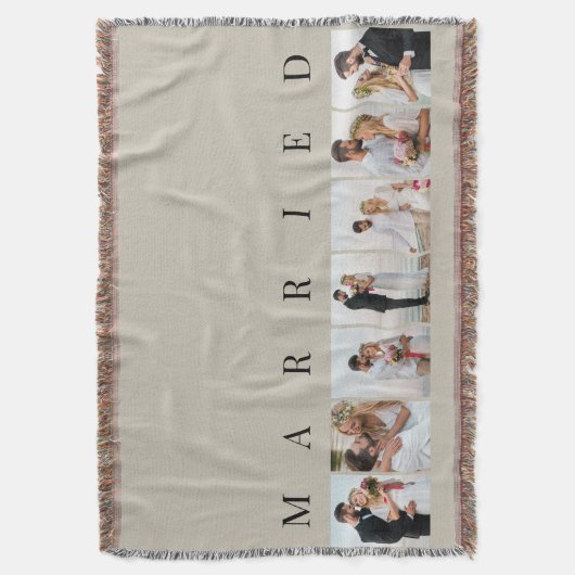 Huwelijksfoto Collage GETROUWD Natural 7 Afbeeldin Deken (Voorkant Verticaal)