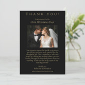 Huwelijksfoto - Dank u - Zwart en Goud Kaart (Staand voorkant)