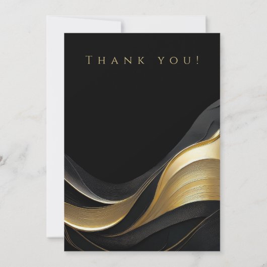 Huwelijksfoto - Dank u - Zwart en Goud Kaart (Achterkant)
