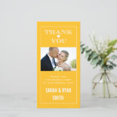 Huwelijksfoto Dankjewel Kaarten met Hart in Geel (Staand voorkant)