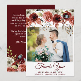 Huwelijksfoto dankkaart herfst mix bloemen kaart