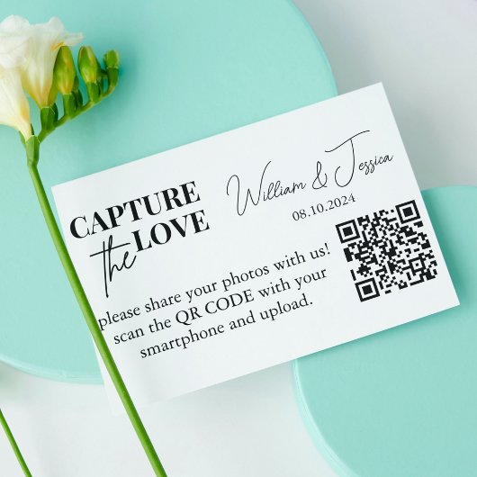 Huwelijksfoto delen Leg de liefde QR-code vast Informatiekaartje