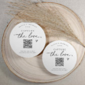 Huwelijksfoto delen QR-code handschrift Ronde Kartonnen Onderzetter