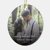 Huwelijksfoto Elegant Script Bedankt Keramisch Ornament (Links)