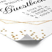 Huwelijksfoto Gastensignatuur Ivoor Groene Bloemen Poster (Hoek)