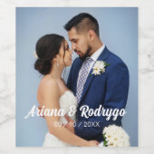 Huwelijksfoto Gepersonaliseerd Wijnlabel Paar Naam Wijn Etiket (Enkel label)