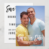 Huwelijksfoto homoseksuelen Save The Date Kaarten (Voorkant / Achterkant)