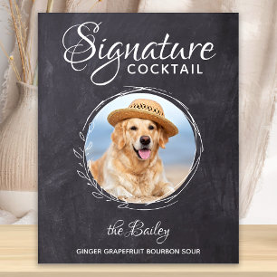 Huwelijksfoto Hond Bar Handtekening Cocktail Poster