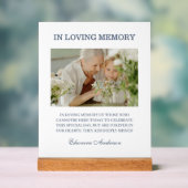 Huwelijksfoto 'In Loving Memory' Blauw Acryl Bord (Neutraal)