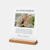 Huwelijksfoto 'In Loving Memory' Blauw Acryl Bord (Hoek)