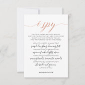 Huwelijksfoto Jacht spel I Spy spelkaart Notitiekaartje (Voorkant)