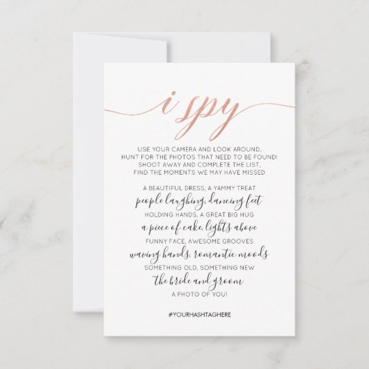 Huwelijksfoto Jacht spel I Spy spelkaart Notitiekaartje (Voorkant)
