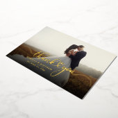 Huwelijksfoto kalligrafie Dank u Gold Folie Uitnodiging (Gedraaid)