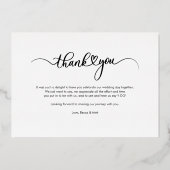 Huwelijksfoto kalligrafie Dank u Gold Folie Uitnodiging (Achterkant)