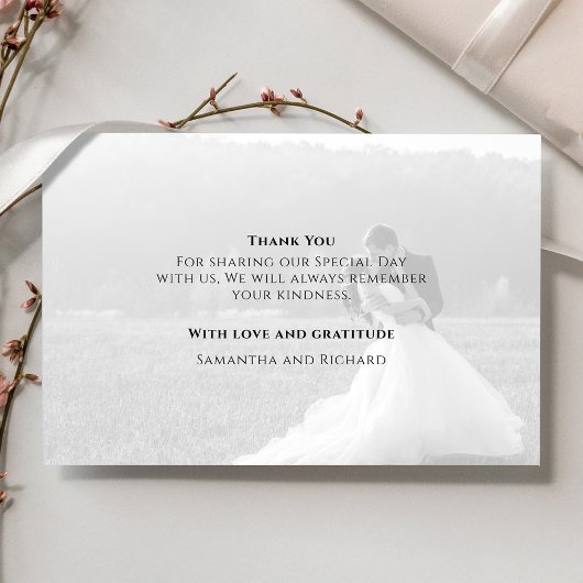 Huwelijksfoto Kalligrafie Script Elegant Bedankkaart