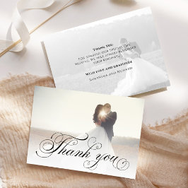Huwelijksfoto Kalligrafie Script Elegant Bedankkaart