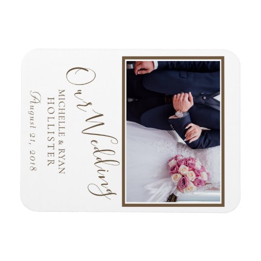 Huwelijksfoto Keepsake Elegant Script Magneet (Horizontaal)