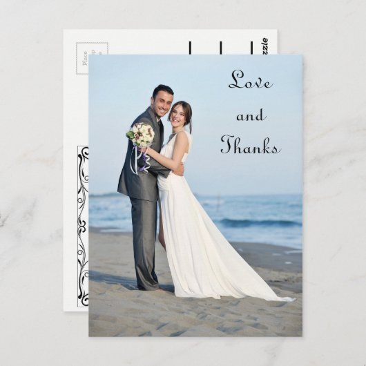 Huwelijksfoto Liefde en Bedankt - Post Kaart (Voorkant / Achterkant)