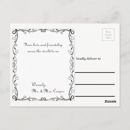 Huwelijksfoto Liefde en Bedankt - Post Kaart (Achterkant)