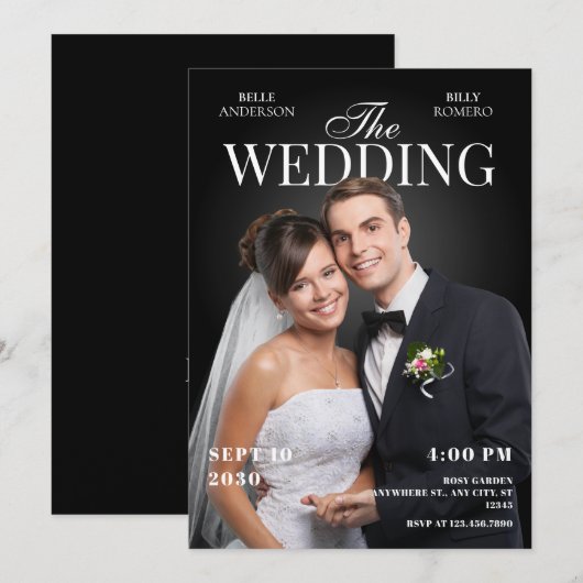 Huwelijksfoto magazine cover kaart (Voorkant / Achterkant)