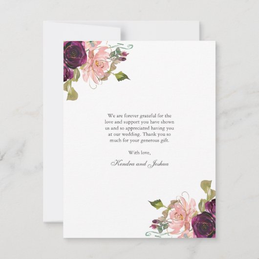 Huwelijksfoto met Bourgogne en Blush Ovaal Lijst Bedankkaart (Achterkant)