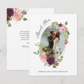 Huwelijksfoto met Bourgogne en Blush Ovaal Lijst Bedankkaart (Voorkant / Achterkant)