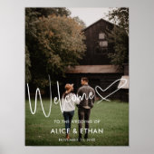 Huwelijksfoto met hartelijk welkom in script poster (Voorkant)