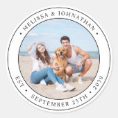 Huwelijksfoto Modern Bruiloft Ronde Sticker (Voorkant)