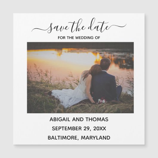 Huwelijksfoto Moderne kalligrafie Save the Date (Voorkant)