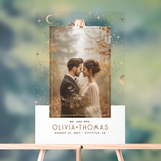 Huwelijksfoto Mr en Mrs Elegant Gift Acryl Bord (Neutraal)