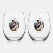Huwelijksfoto Mr en Mrs gepersonaliseerde Elegant Wijnglas Zonder Voet (Voorkant)